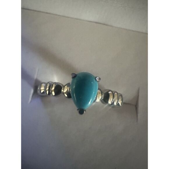 Sleeping Beauty Turquoise Stainless Steel Ring Size 9 - Picture 1 of 4